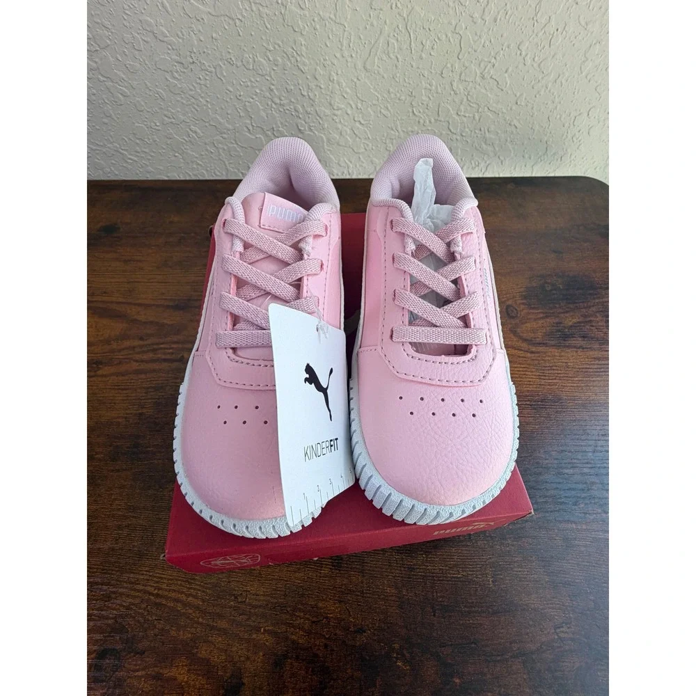 Puma Carina 2.0 AC Inf Kids Sneakers Pink White Silver 386187-04 Size 10C